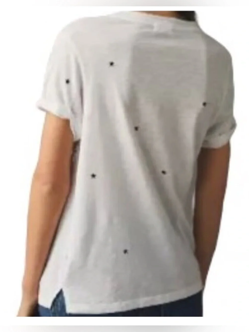 Anthropologie T.LA White V-Neck T-Shirt with Black Stars - NWT - Medium - Picture 4 of 16